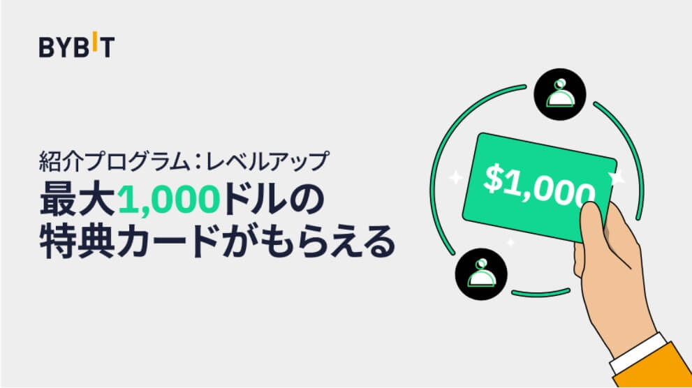 Bybit,バイビット,1000ドル,紹介カード,レベルアップ