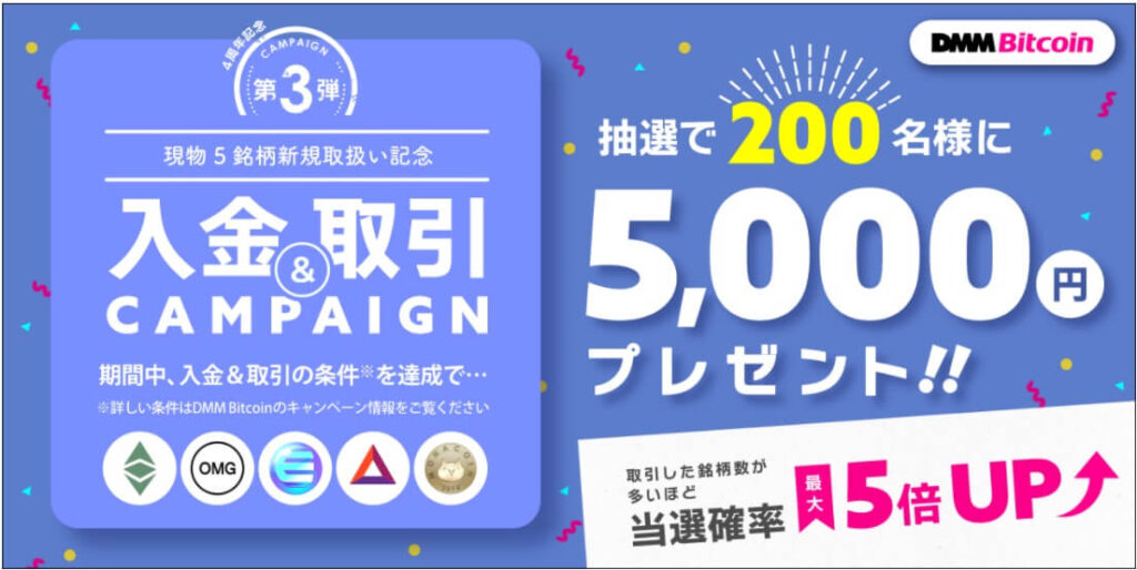 DMMbitcoin,5000円,200名,キャンペーン