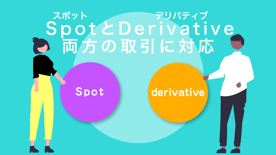 スポット（spot）とデリバティブ（derivative）両方の取引に対応