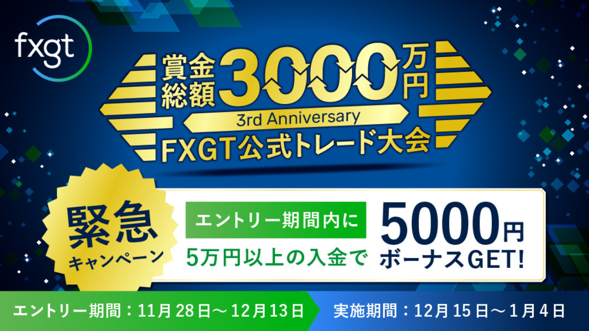 FXGT、トレード大会エントリーで5,000円ボーナス