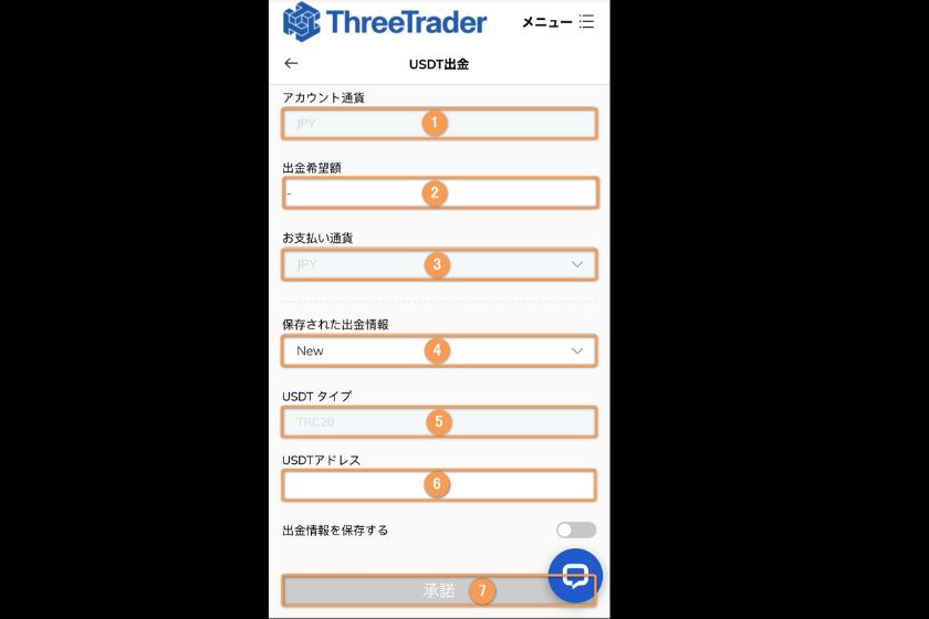 「ThreeTrader　出金」　USDT2