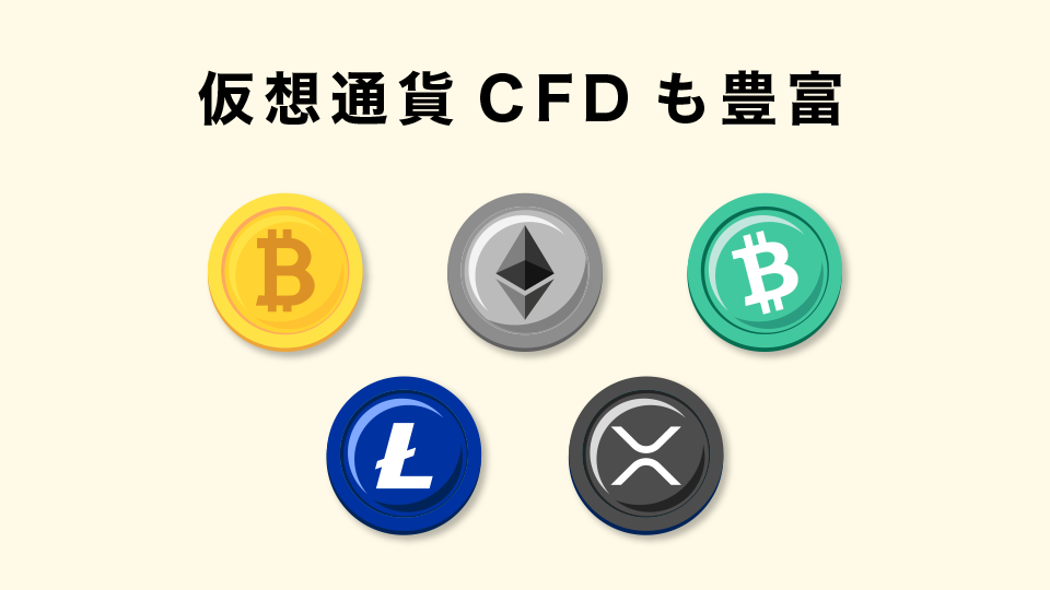仮想通貨CFDもたくさんの銘柄が用意されている