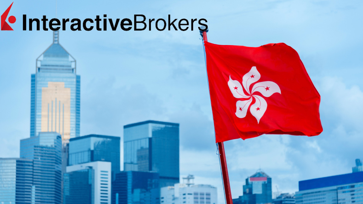 香港の国旗とinteractive brokersのロゴ