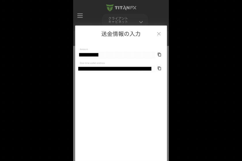 画像18：TitanFX入金「仮想通貨4」