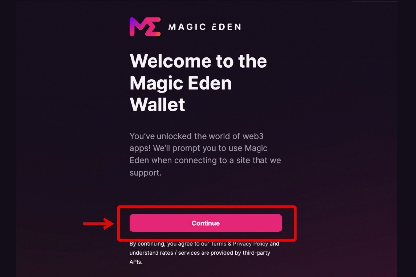 Magic Eden Wallet「アカウント作成方法6」