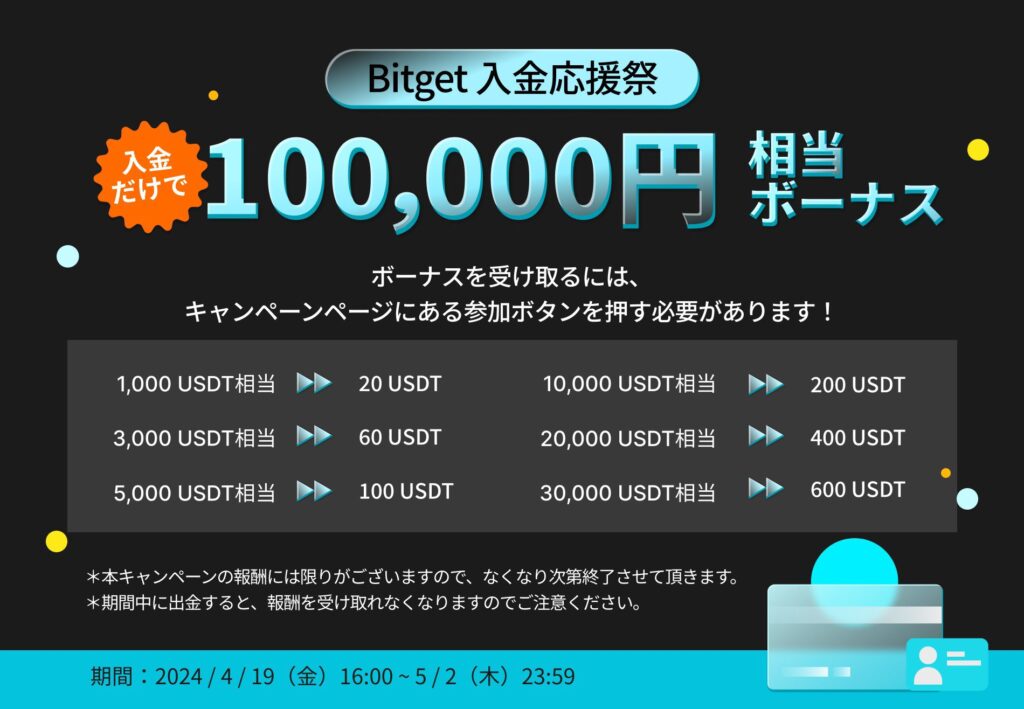 【10万円相当ボーナス】Bitget入金応援祭