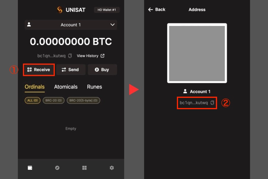 UniSat Wallet「入金方法」