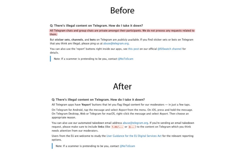 テレグラム、公式FAQにて違法コンテンツの報告方法についての内容を更新